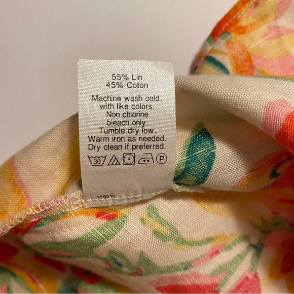 J Crew Floral Tropical Linen Blend V Neck Peplum Blouse - Picture 9 of 11